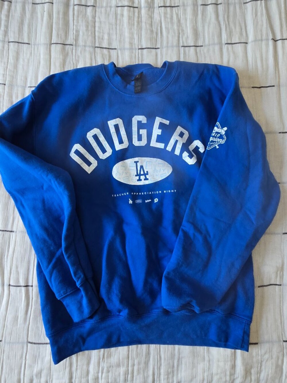 LA Dodgers Teacher Appreciation Night Crewneck Sweatshirt – World Champions Pric